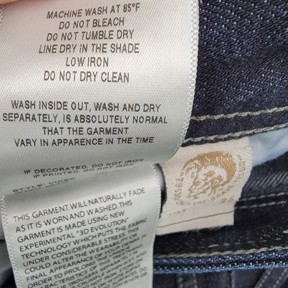 Diesel Viker Regular Straight Jeans Mens 36x34 Dark Blue Denim Button Fly ORZ29